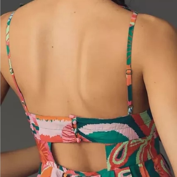 Farm Rio x Anthropologie Women's Pleated Palm Midi Dress Multicolor M - Picture 12 of 13